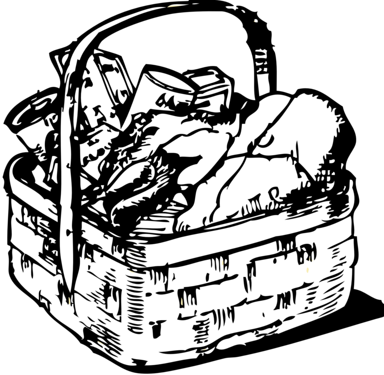 Food Gift Baskets Picnic Baskets Clip Art - Food Basket Clip Art (768x750)