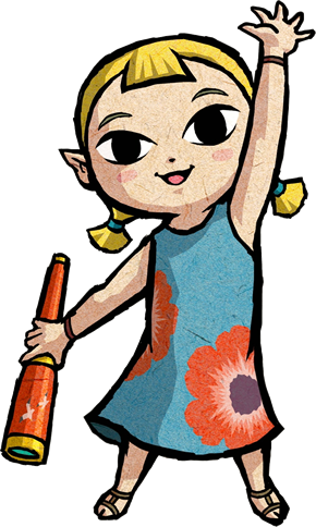 Blonde, Pigtails Wrapped With A Blue Hair Tie - Legend Of Zelda Wind Waker Characters (290x484)