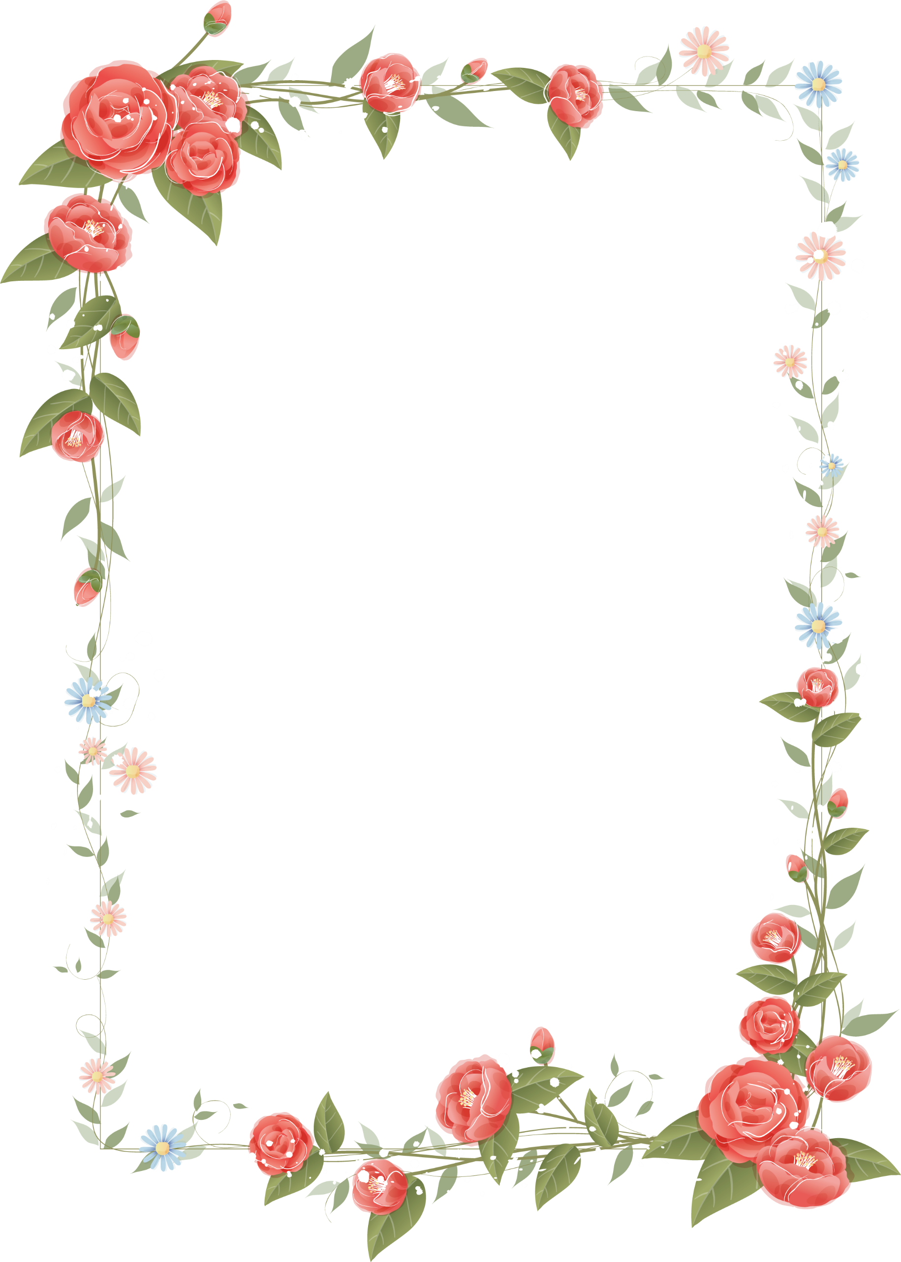 Border Flowers Floral Design Clip Art - Frame Border Flower Design Transparent (1831x2566)