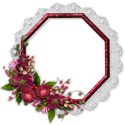 Frame Lace Pink Flower Cadre De Dentelle Rose Fleur - Flower (400x400)