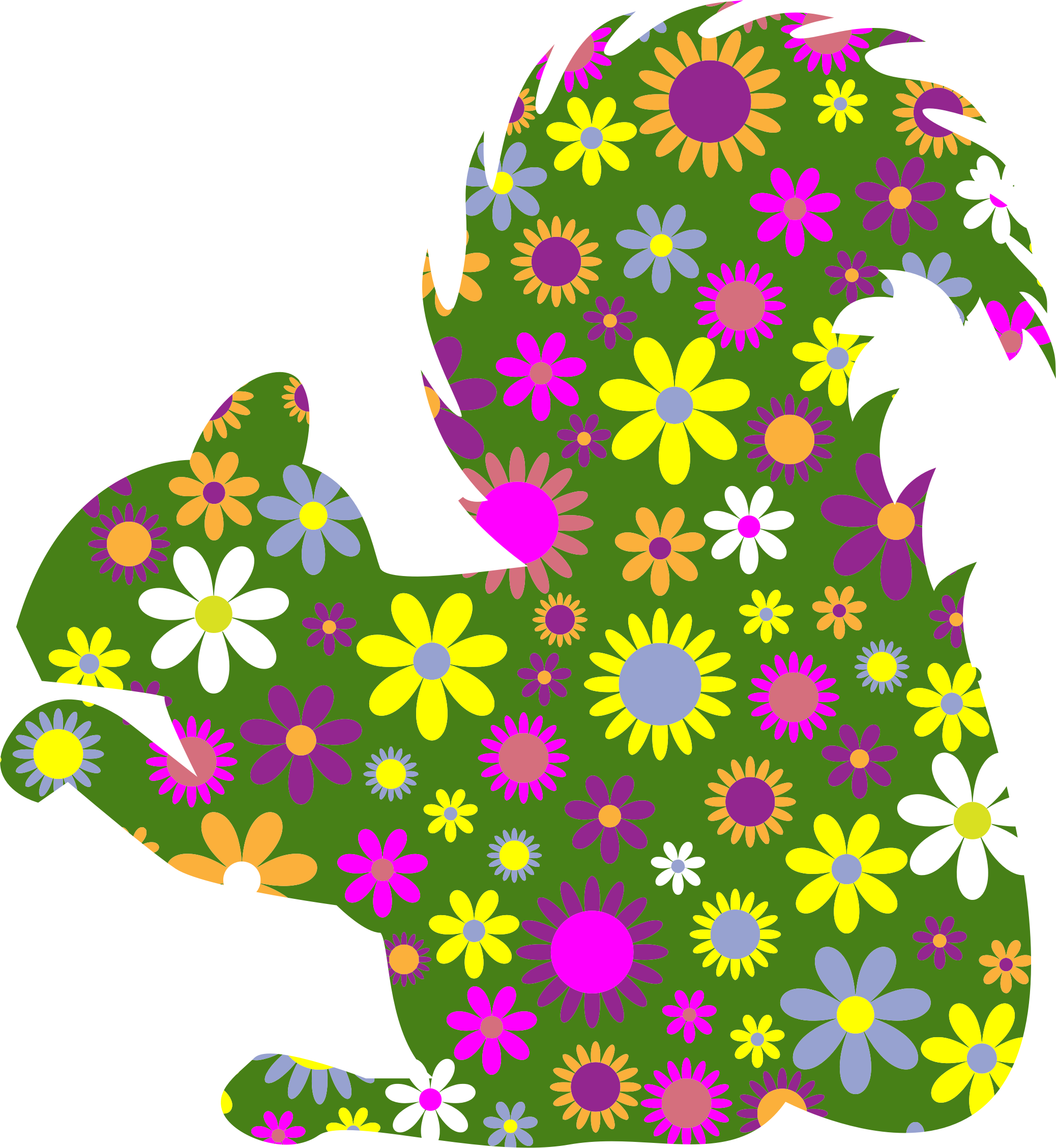 Big Image - Squirrel With Flowers Clipart (2076x2258)