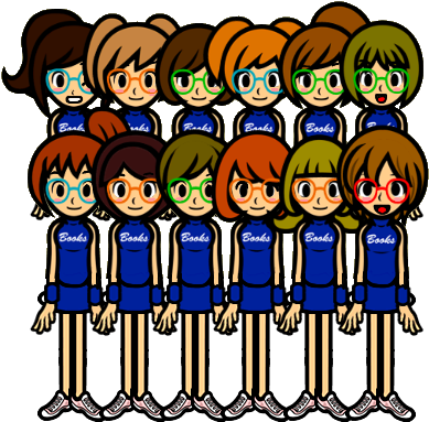 Vintage Clipart Of Pep Squad 12 Girls - Cheer Readers Rhythm Heaven (403x382)