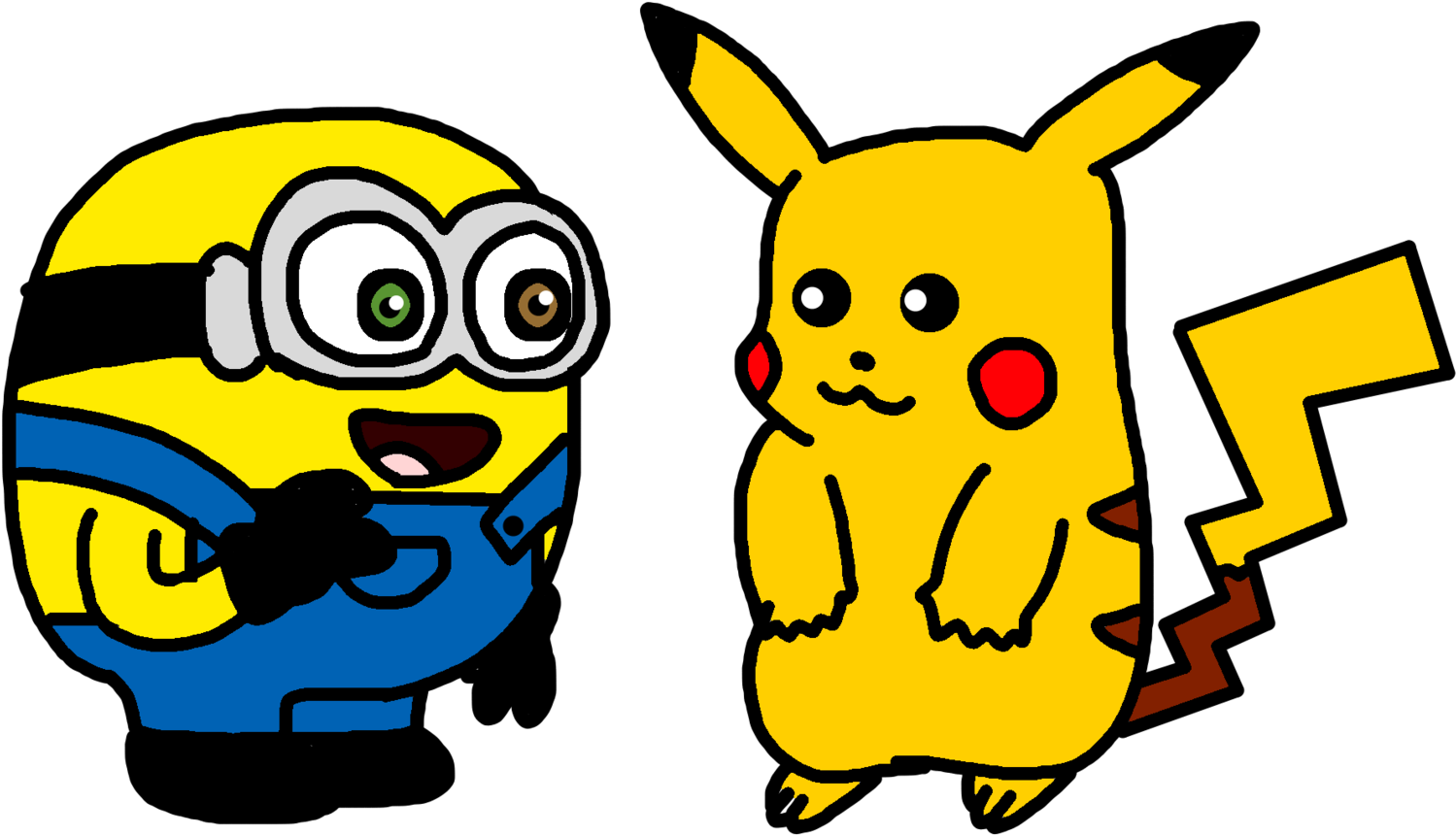 Colossalstinker 40 18 Bob Meets Pikachu By Marcospower1996 - Pikachu Minions (1600x1347)