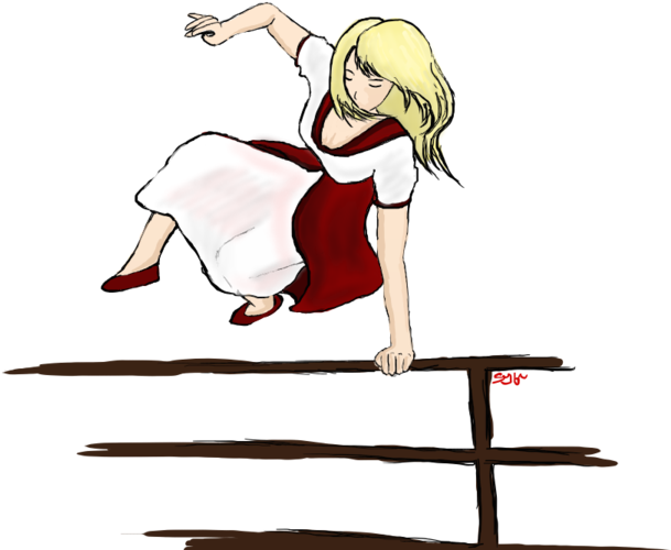 A Girl Jumping Over A Fence By Thedancingfirefly - Cartoon (1024x546)