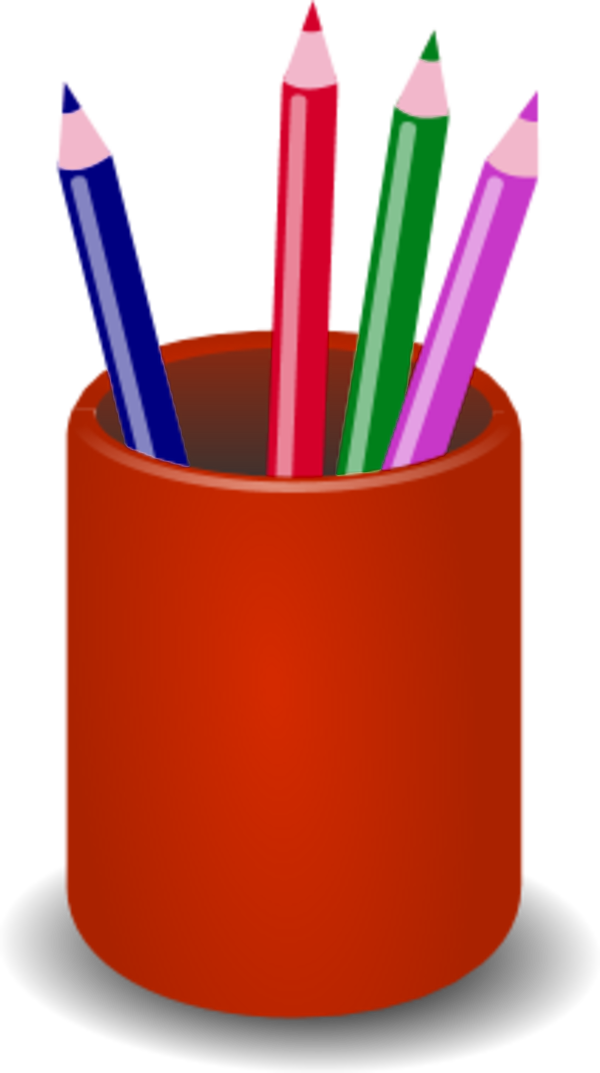 Pencil Pot Clip Art - Pencil Holder Clip Art (600x1073)