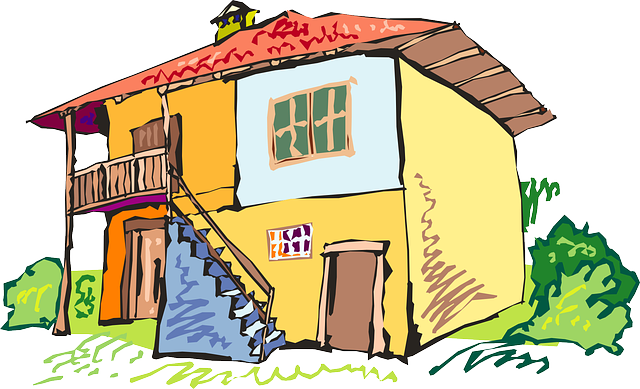 House, Yellow, Stairs, Window, Door, Deck, With - Deck Clipart (640x389)