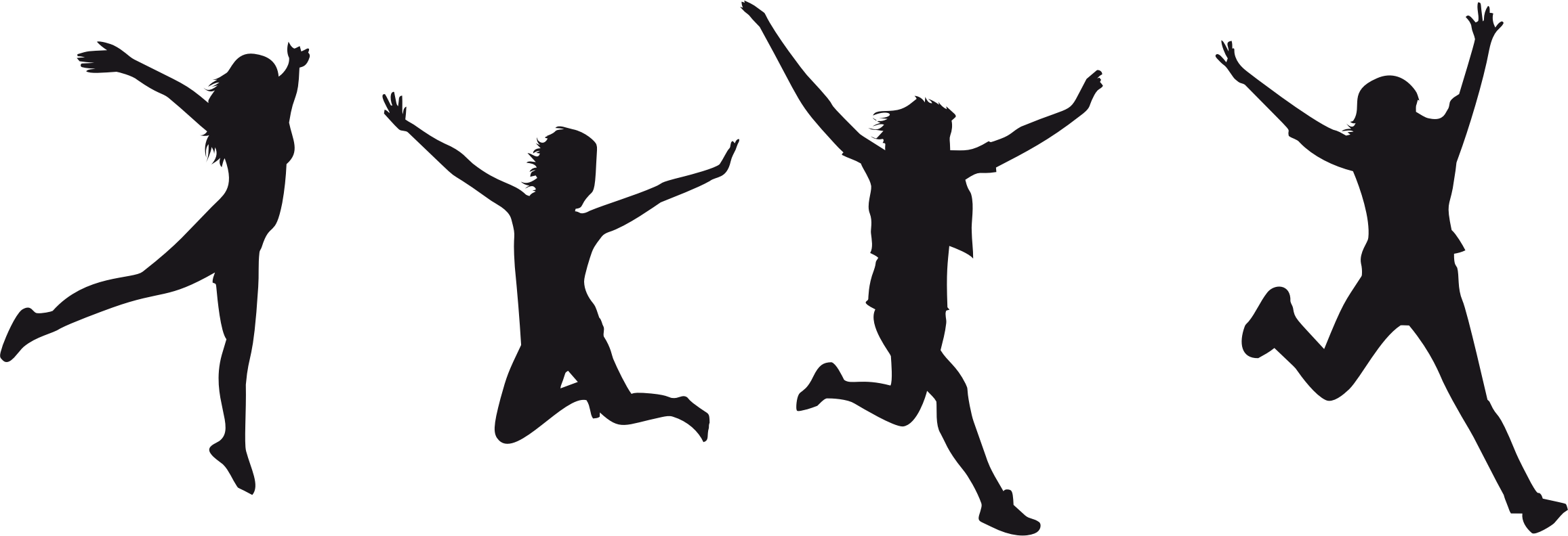 Joy Jumping Silhouette 2 - Silhouette Of People Jumping (2314x792)