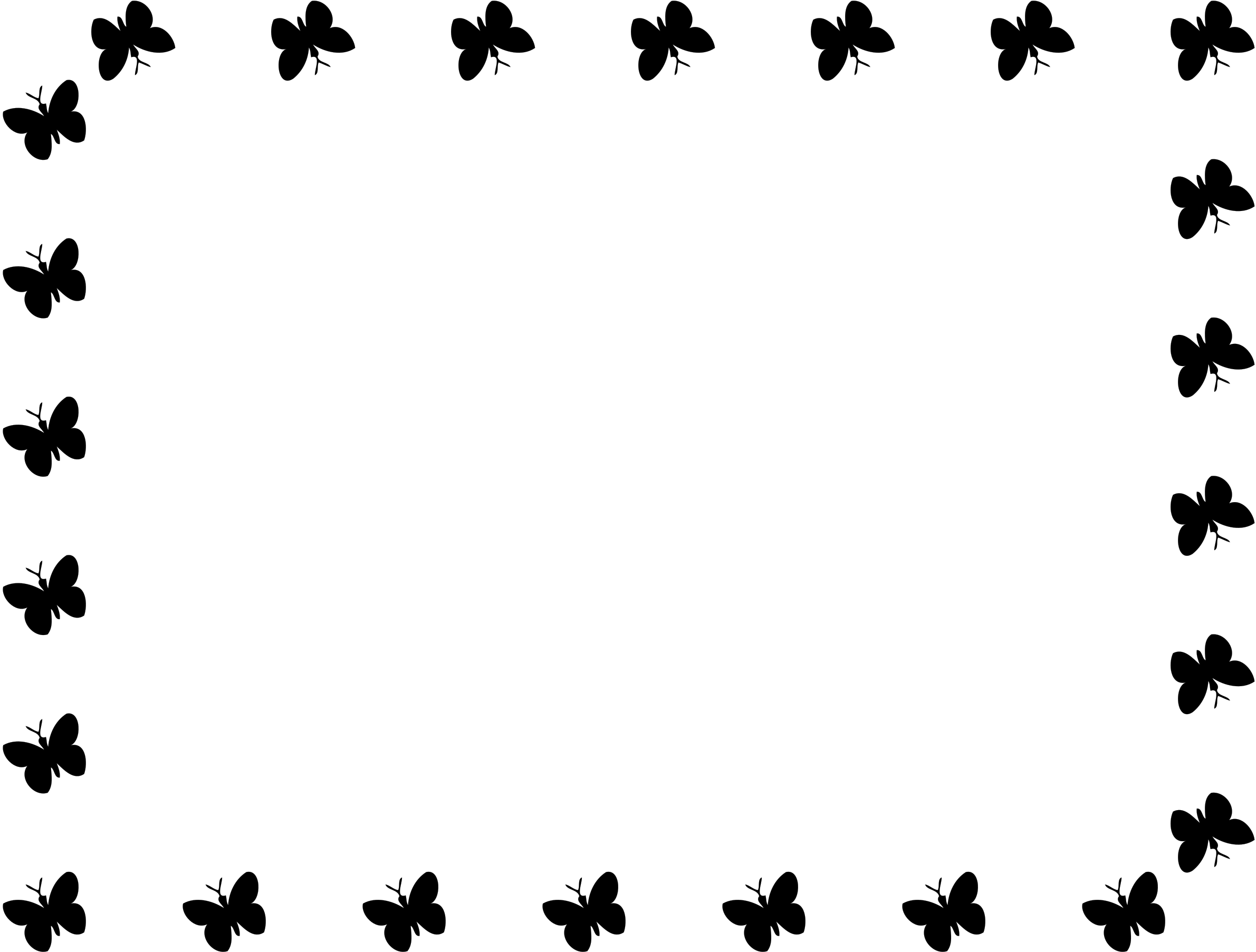 Butterfly Frame - Butterfly Border Clipart Black And White (2400x1824)