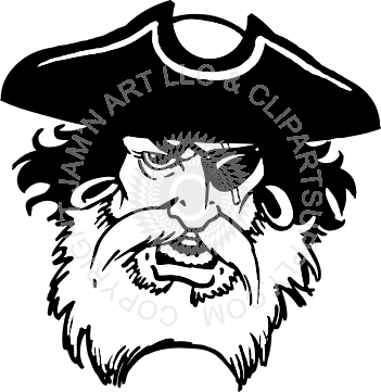 Pirate Head With Beard - Pirate (351x361)