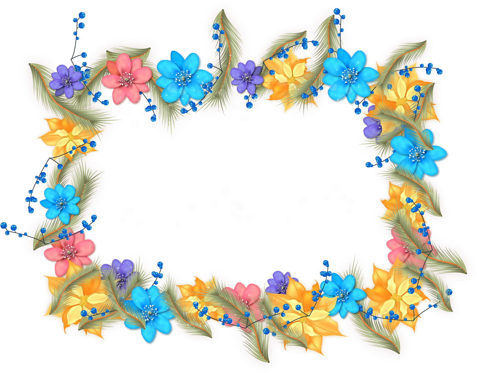 Beautiful Winter Flowers Border - Beautiful Winter Flowers Border (1589x1273)