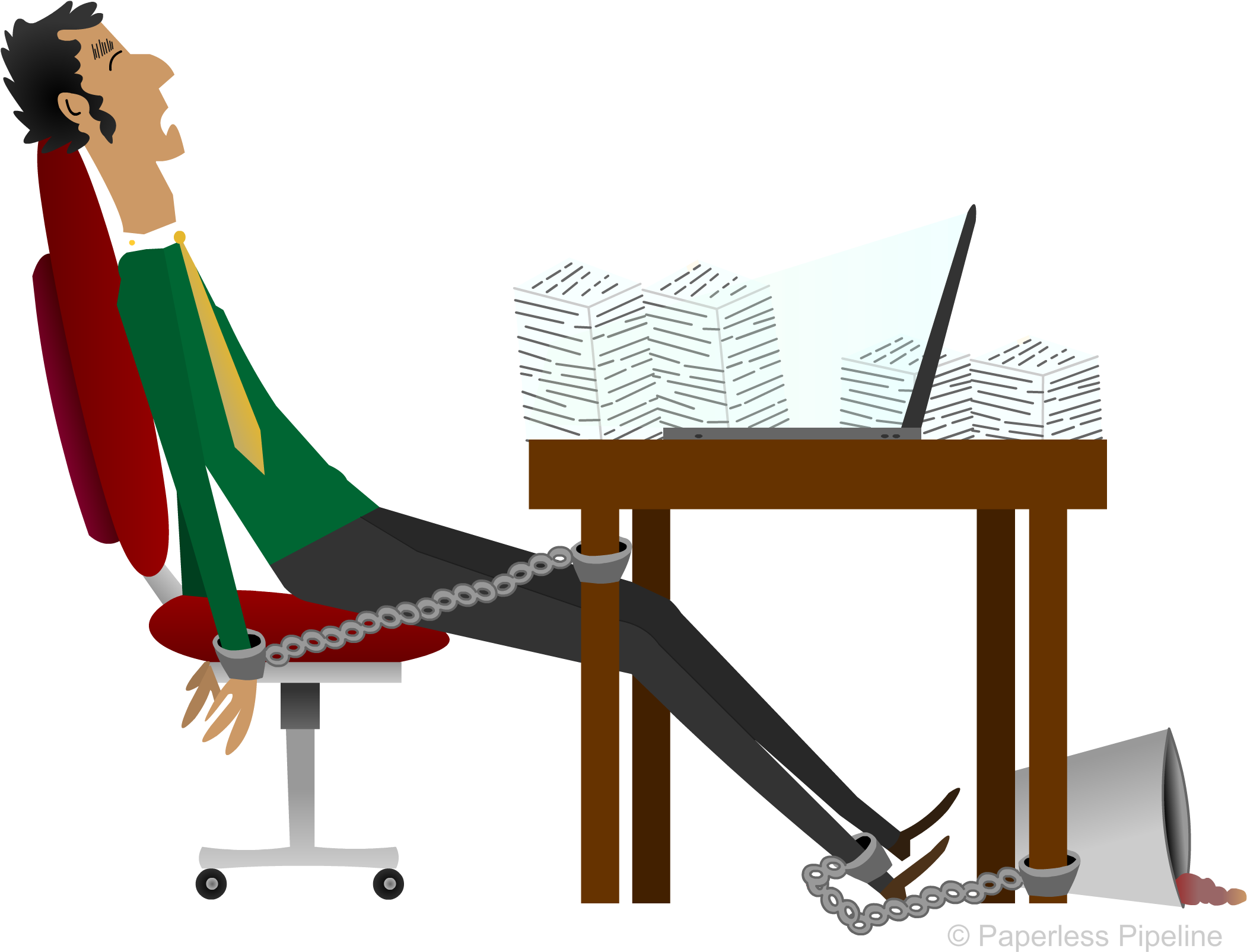 #4 You're Tied To Your Office Desk - Tied To My Desk Cartoon (2292x1667)