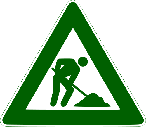 500px Men At Work Sign Green Svg - Men At Work Svg (500x437)