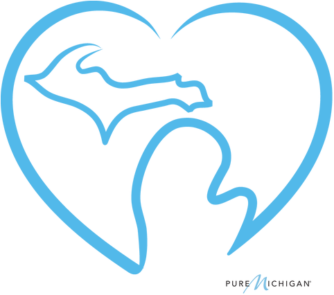 Michigan Love Graphic- Blue - Heart (500x432)