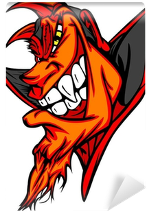 Demon Mascot Head Vector Cartoon Wall Mural • Pixers® - Vector Graphics (400x400)
