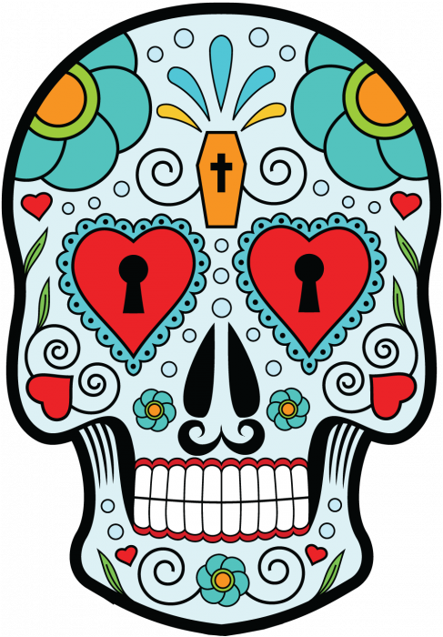 Tete De Mort Mexicaine - Dia De Los Muertos By Adult Coloring Book J Kaiwell (487x700)