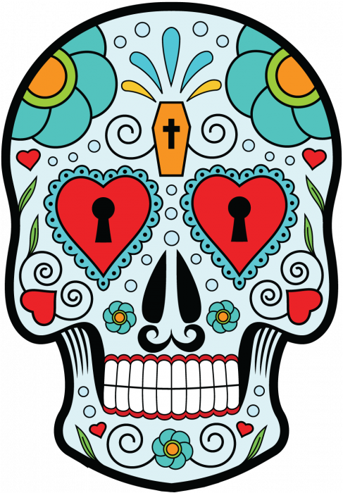 Tete De Mort Mexicaine Dia De Los Muertos By Adult Coloring Book J Kaiwell 487x700 Png Clipart Download