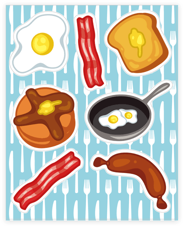 Breakfast Food Sticker/decal Sheet - Sticker (484x484)