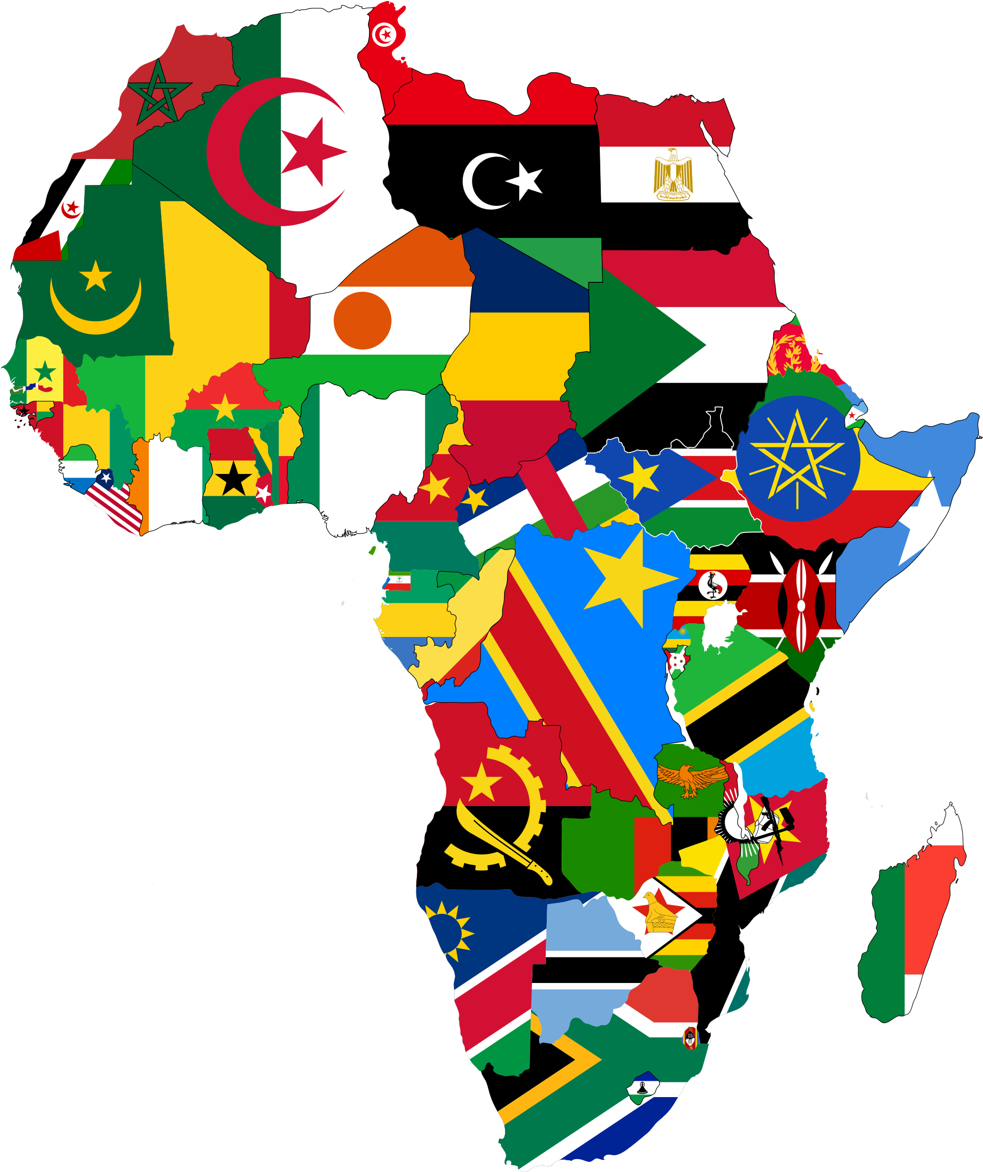 Africa Map Of Flags (2000x2372)