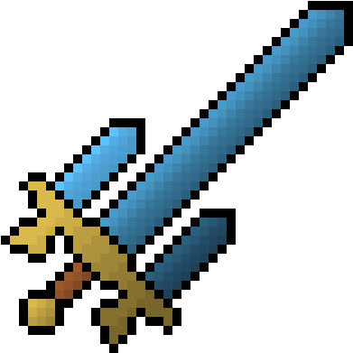 Aqua Trident Super Sword By Cobalt 03 - Pixel Art Trident (390x410)