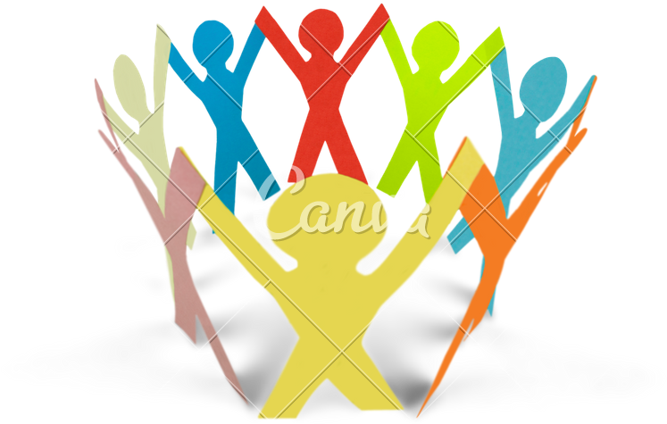 Colorful Paper People In A Circle Holding Hands - Emblem (800x586)