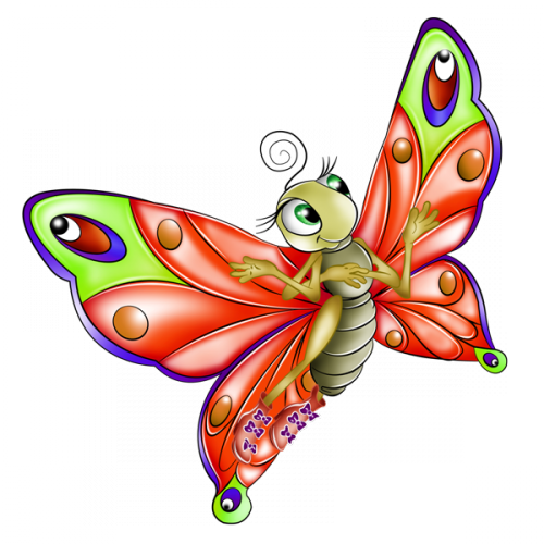 Scrap - Cartoon Butterflies (500x500)