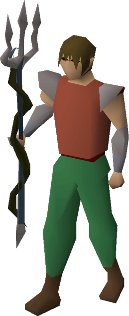 A Player Wielding The Trident Of The Seas - Gilded Old School Runescape Hasta (259x633)