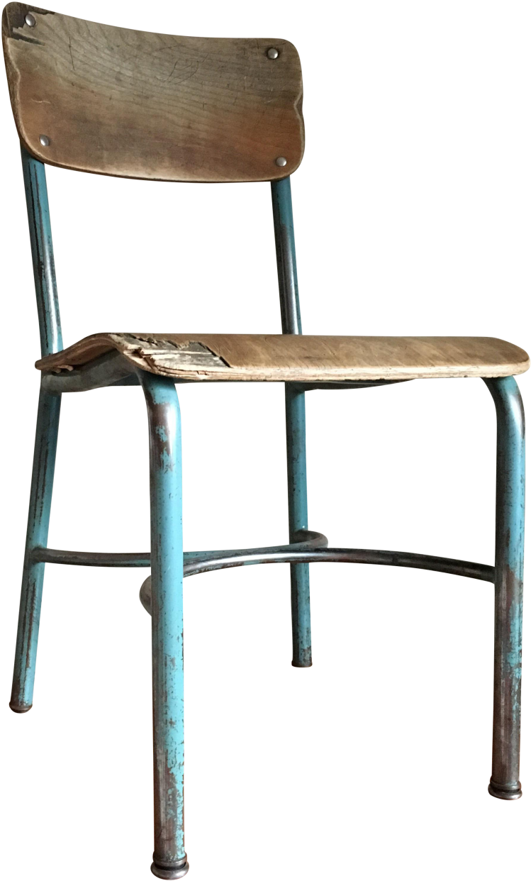 Industrial Vintage Wood Metal School Chair Chairish - Chair (830x1377)
