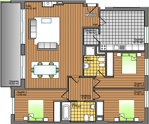 Apartamento T3 - Floor Plan (619x516)