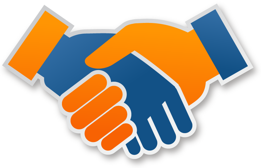 Training Software, Company Training, Staff Training, - Hand Shake Blue And Orange (851x549)