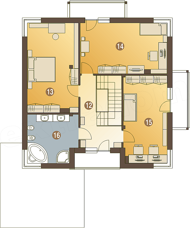 Rzut Piętra Projektu Kastor Z Garażem 2-st - Floor Plan (662x792)