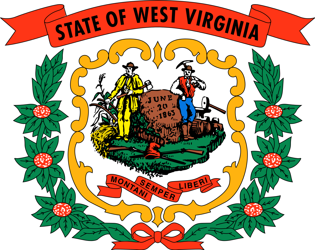 West Virginia State Seal - West Virginia State Flag (1280x1016)