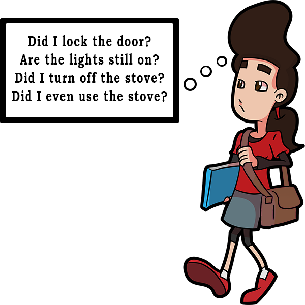A Woman Is Walking To Work And Her Steps Become Insecure - Cartoon (600x600)