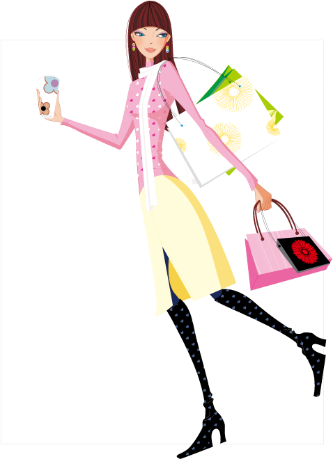 Happy Shopping Girl Vector Self-timer 595*842 Transprent - Happy Shopping Girl Vector Self-timer 595*842 Transprent (595x842)