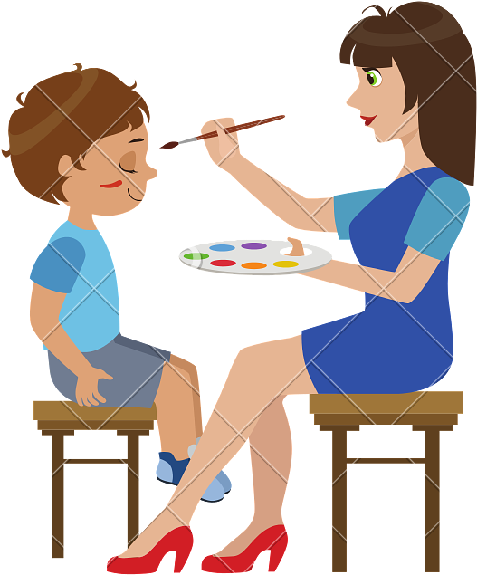 Artist With Boy - Clip Art Face Painting (800x800)