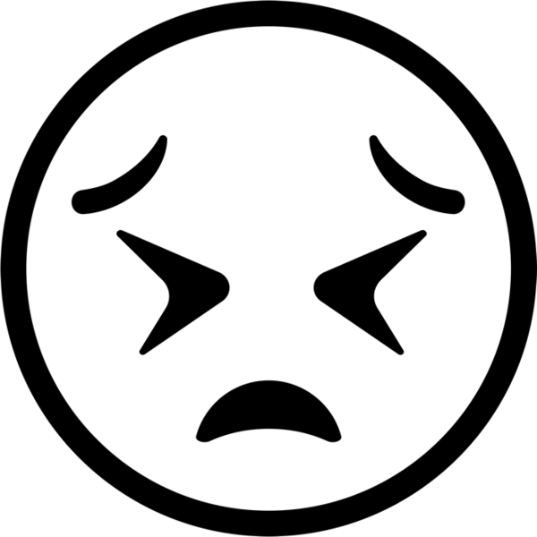Tired Face Emoji Rubber Stamp - Emoji Png Black White (600x600)