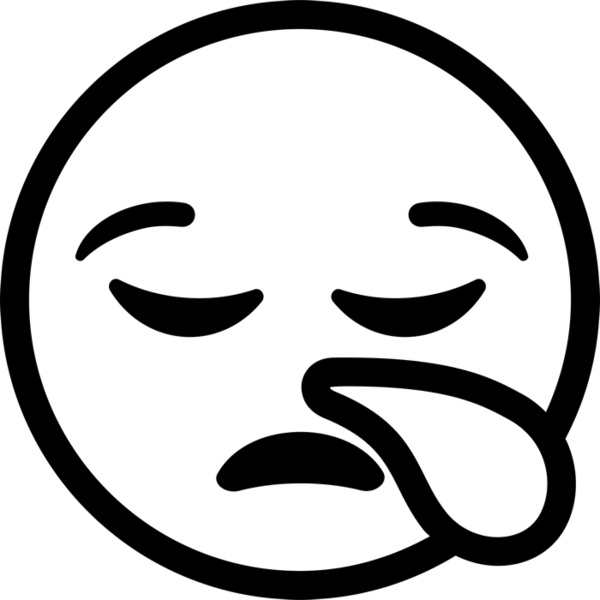 Sleepy Face Emoji Rubber Stamp - Tired Emoji Black And White (600x600)