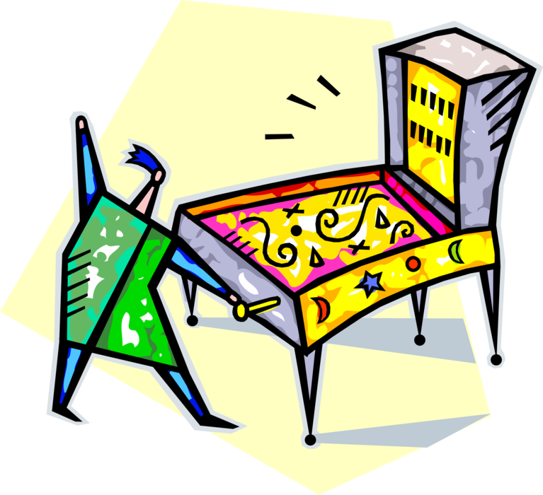 Vector Illustration Of Playing Pinball Machine Arcade - Chair (767x700)