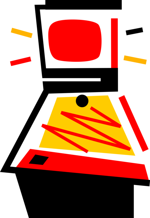 Vector Illustration Of Pinball Machine Arcade Game - Vector Illustration Of Pinball Machine Arcade Game (483x700)