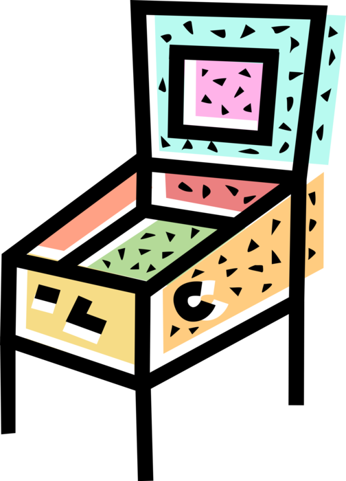 Vector Illustration Of Playing Pinball Machine Arcade - Chair (504x700)