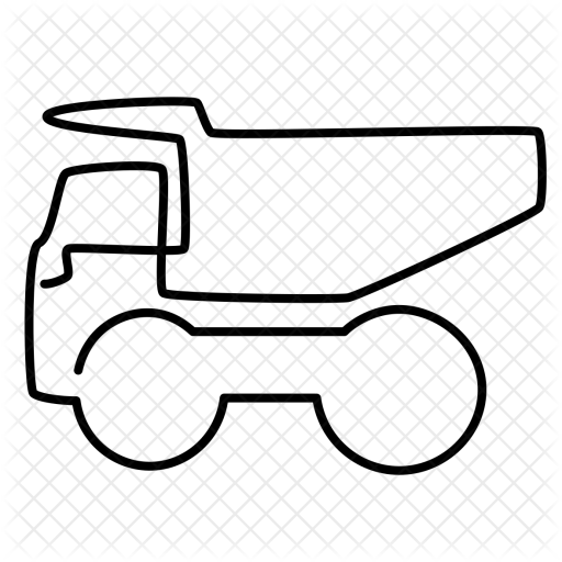 Dumptruck, Hauler, Heavy, Truck Icon - Line Art (512x512)