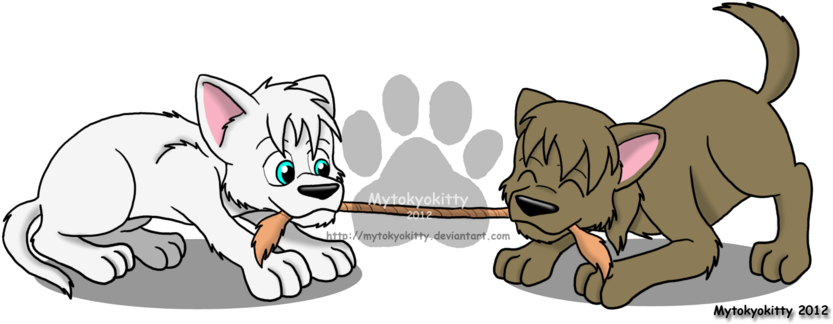 Tug Of War Play By Mytokyokitty - Cartoon (900x432)