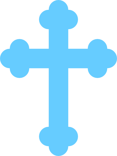 Turquoise Blue Cross Clip Art At Clker - Budded Cross (450x600)