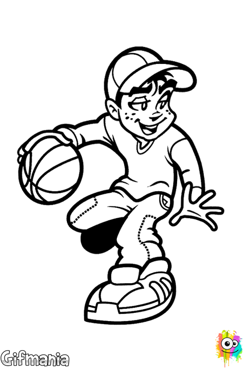 Boy Playing Basketball - Baloncesto Dibujo (480x720)