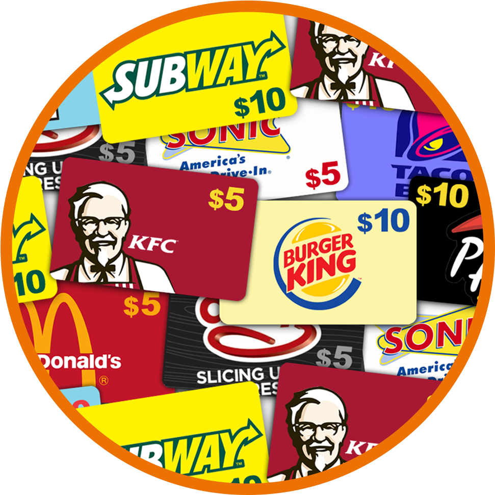 During The Event, Over $500 In Gift Cards To Local - Fast Food Gift Cards (1000x1000)