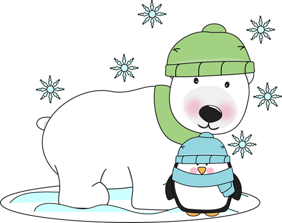 Winter Polar Bear And Penguin - Penguin And Polar Bear (550x435)