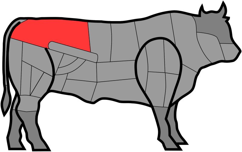 560px-beef Cuts France Rumsteck Highlighted - Beef Cuts (800x504)