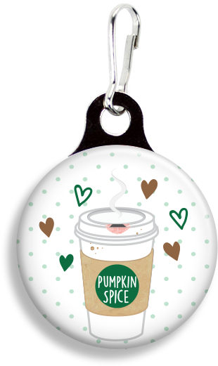 Pumpkin Spice Latte - Promotional Zoogee 1-1/8 Round Metal Zipper Pull Tag (353x530)