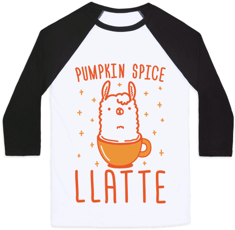 Pumpkin Spice Llatte Baseball Tee - Hummus Puns (484x484)