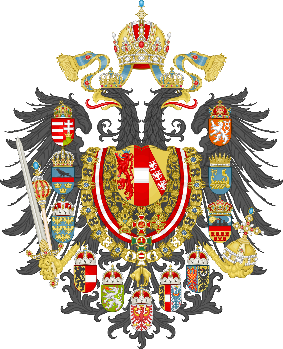 Imperial Coat Of Arms Of The Empire Of Austria - Austria Coat Of Arms (1200x1479)