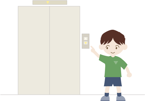 A Child Riding An Elevator - Cartoon (640x480)